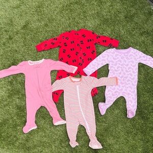 Colorful baby One Piece sleepers set of 4 with zipper